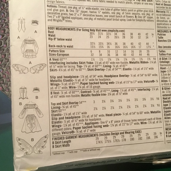 Simplicity Fairy Costume - 2857-6-8-10-12 fairy with wings-Halloween costume - Picture 2 of 5